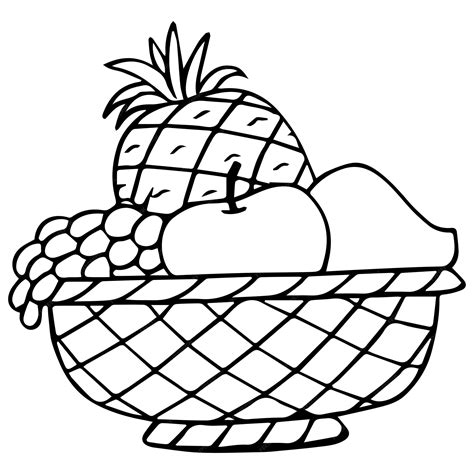 premium vector fruit basket coloring page  kids vector