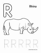 Sheets Coloring Rhino Writing Worksheet Letter Cleverlearner Color Worksheets Preschool Practice Sheet Alphabet Activities Tracing 3yrs Age sketch template