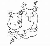 Coloring Pages Hippo Kids Cute Animals sketch template