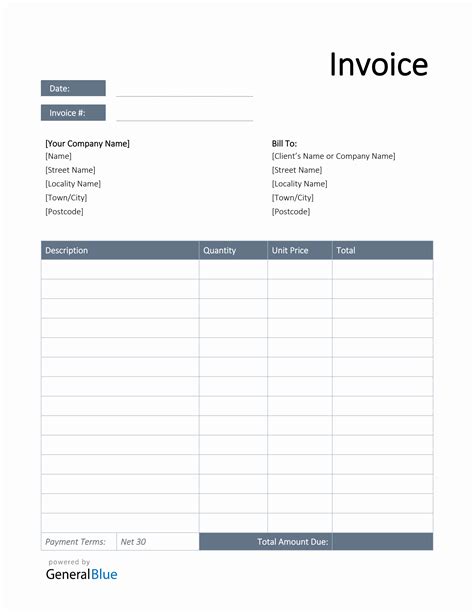 invoice template  uk  word simple