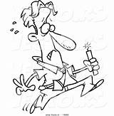 Worried Cartoon Outline Dynamite Businessman Running Coloring Vector Toonaday Get Ron Leishman sketch template