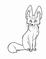 Fennec Fox Coloring Line Drawing Template Pages Clipart Baby Cute Clip Animal Foxes Printable Templates Color Deviantart Drawings Cartoon African sketch template