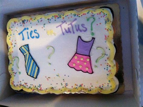 ties or tutus gender reveal cupcake cake colored icing inside reveals