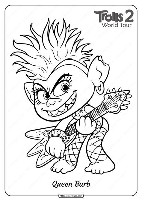 printable trolls  queen barb coloring page
