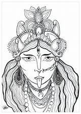 Coloring Pages Bollywood India Goddess Kali Adults Drawing Hindu Adult Religion Colouring Ganesh Gargoyle Printable Deesse Color God Also Transformation sketch template