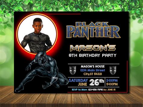 black panther invitation black panther birthday invitation etsy