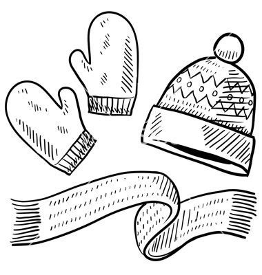 doodle winter mittens hat scarf vector image  scarf drawing
