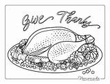 Coloring Thanksgiving Pages Turkey Dinner Thanks Give Kids Adults Easy Printables sketch template