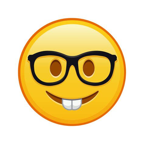 nerd face large size  yellow emoji smile  vector art  vecteezy