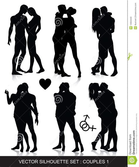 couple silhouettes set stock vector illustration of