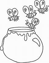 Honey Coloring Jar Bees Pot Flying Drawing Pages Over Color Getcolorings Printable Getdrawings Template Hunny sketch template