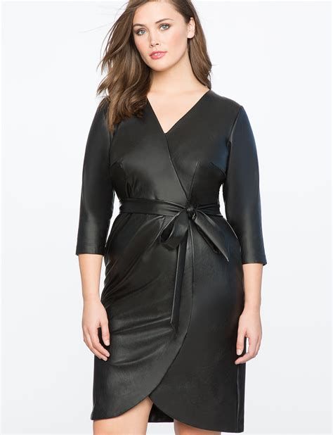 faux leather wrap dress women s plus size dresses eloquii