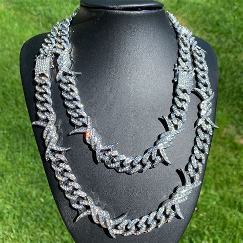 Iced Cuban Link Chain Iced Out Cuban Link Spiked Cuban Etsy