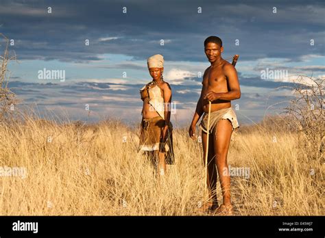 Kalahari Bushmen Couple In Central Kalahari Desert Botswana November