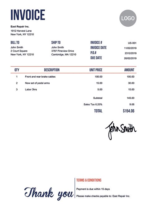 invoice templates  styles  print email