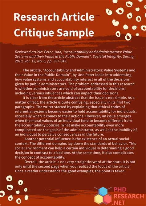 research article critique template   critique  article