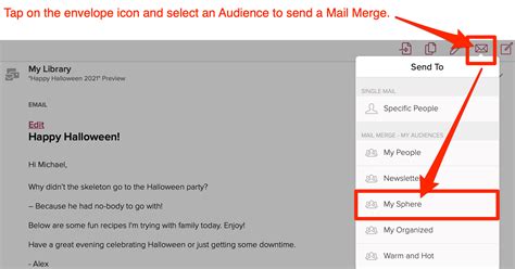 send  email  mail merge   template cloze  center