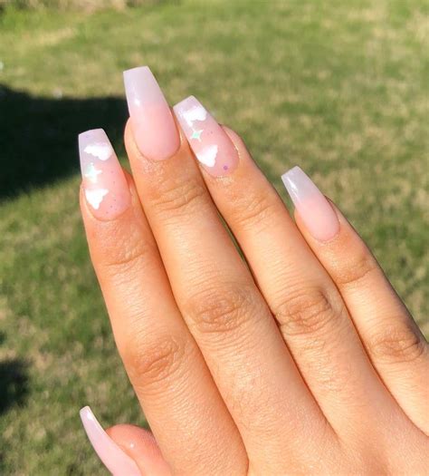 soft pink cloud press  nails soft pink nails acrylic nails coffin