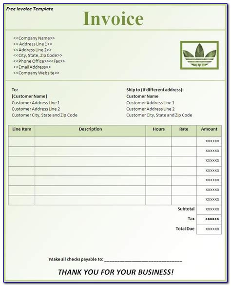 blank invoice templates  eforms blank invoice template