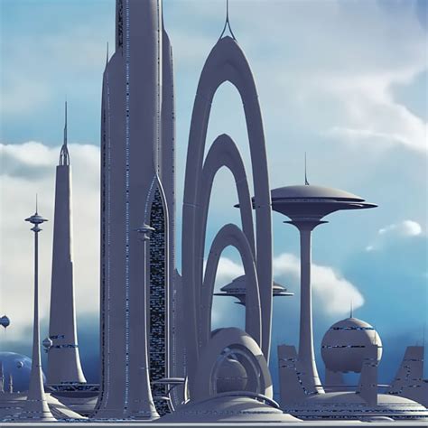 futuristic sci fi buildings 3d max