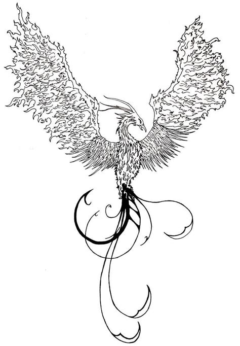 fire winged phoenix  coloring tattoo design tattooimagesbiz