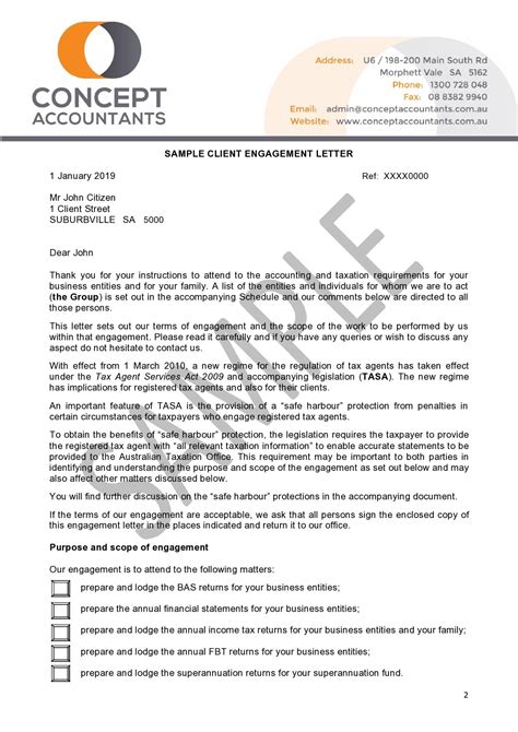 accounting services engagement letter  letter template collection