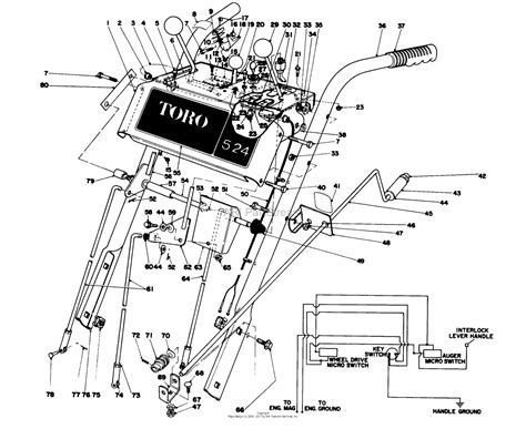 toro   snowthrower  sn   parts diagram  handle assembly