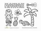 Hawaii Coloring Hawaiian Pages Luau Theme Printable Crafts Worksheets Preschool Color State Print Map sketch template