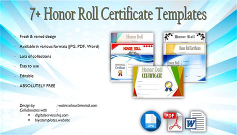 certificate  honor roll  templates   designs fresh