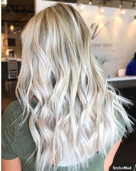 Platinum White Blonde Highlights For Long Hairstyles In