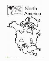 America Continents North Coloring Worksheets Map Geography Color Pages Worksheet Kids Continent Seven Europe Printable Preschool South Oceans Drawing Kindergarten sketch template