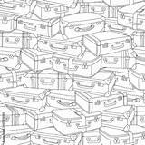 Suitcases Freehand Zentangle Illustrazione Pila Schizzo Valigie Disegnata Vecchia Liber Cup sketch template