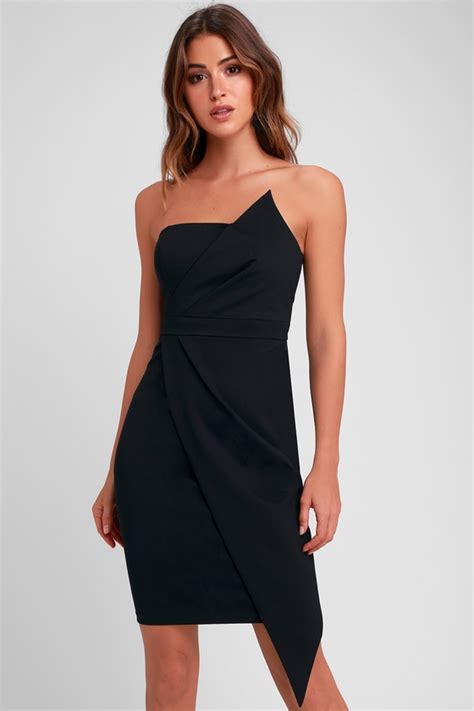 sexy black dress strapless dress bodycon dress lbd lulus