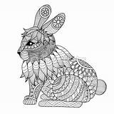Coloring Pages Zentangle Drawing Rabbit Adult Vector Books Shirt Conejo Animal Bunny Effect Decoration Tattoo Logo Stock Dibujo Easter Mandala sketch template