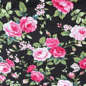 victorian romantic roses cotton fabric tossed pink  red etsy