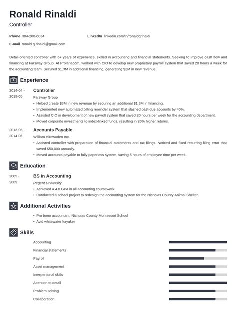 controller resume sample financial assistant positions