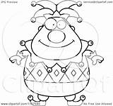 Pudgy Jester Clipart Cartoon Outlined Coloring Vector Thoman Cory Royalty sketch template