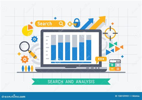 search  analysis stock vector illustration  computer