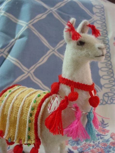peruvian style adorned llama needle felted figurine needle felting crafts wool felt