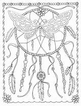 Coloring Dream Catcher Pages Dreamcatcher Adult Mandala Butterfly Printable Adults Colouring Book Native American Drawing Tattoo Etsy Catchers Color Butterflies sketch template