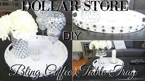 diy dollar store bling coffee table tray   decor