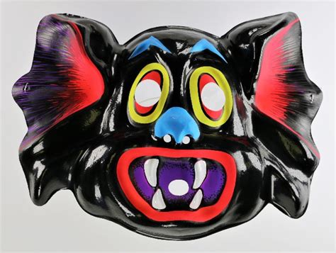 vintage vampire bat halloween mask black 1980 s horror
