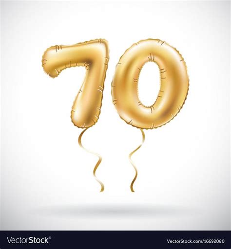 golden number  seventy metallic balloon party vector image