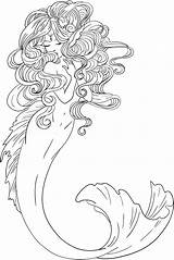 Coloring Pages Mermaid Adult Popular sketch template