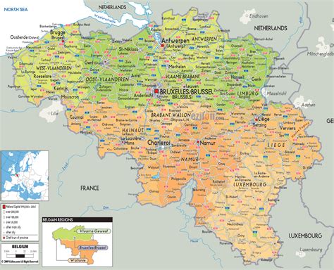 detailed political map  belgium ezilon maps