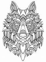 Wolf Coloring Adults Vector Book Mandala Adult Illustration Animal Tattoo Zentangle Stencil Stress Anti Animals Color sketch template