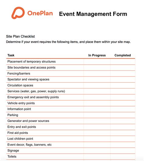 event planning template checklist    oneplan