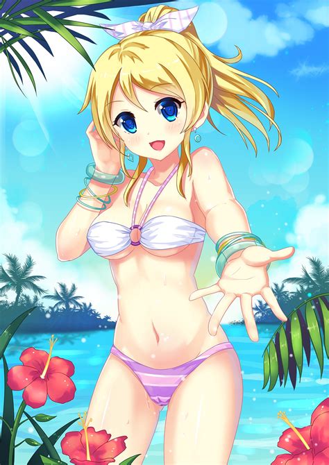 wallpaper illustration blonde sea anime girls blue eyes short