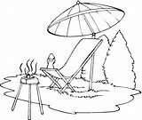 Beach Coloring Chair Getcolorings Umbrella Color sketch template