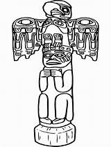 Coloring Pages Northwest Indians Coast Totem Poles Template sketch template